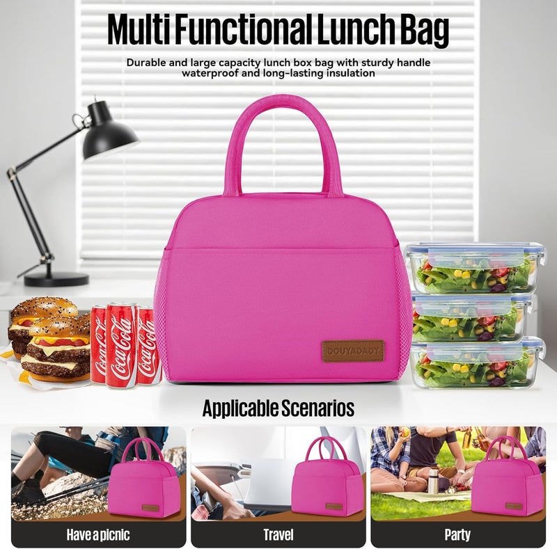 douyadady Lunch Bag Women/Men Lunch Box Women/Men (Rose Red) - Image 3